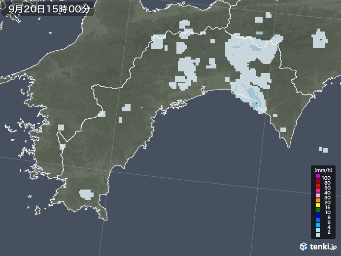 高知県の雨雲レーダー(2021年09月20日)