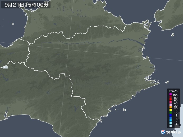 徳島県の雨雲レーダー(2021年09月21日)