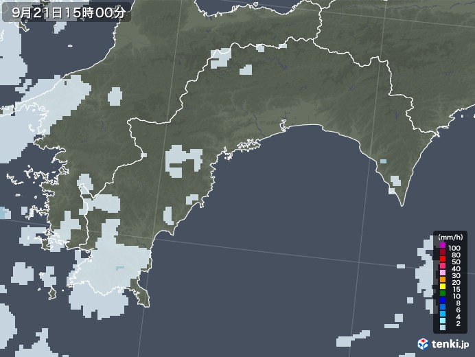 高知県の雨雲レーダー(2021年09月21日)