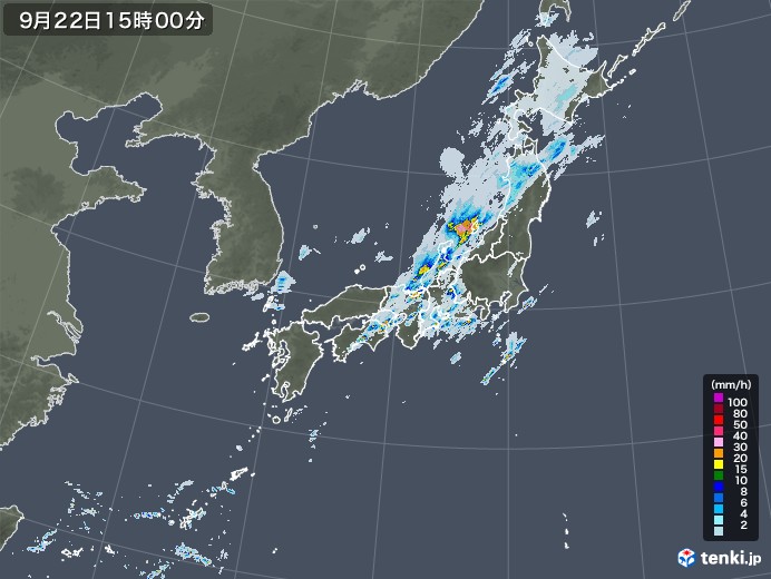 雨雲レーダー(2021年09月22日)