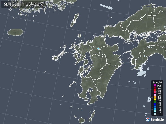 九州地方の雨雲レーダー(2021年09月23日)