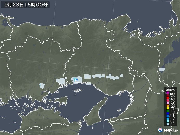 兵庫県の雨雲レーダー(2021年09月23日)