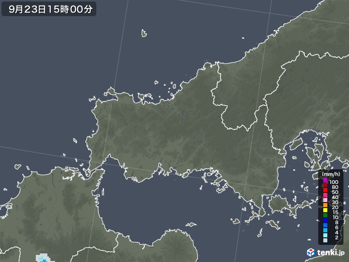 山口県の雨雲レーダー(2021年09月23日)