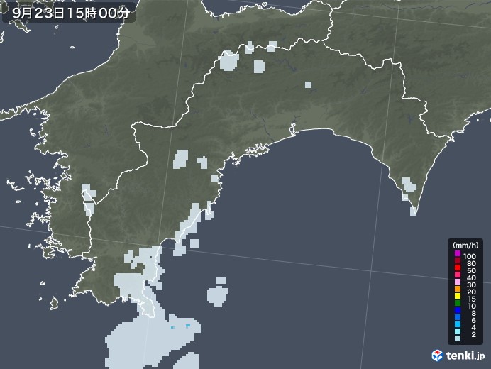 高知県の雨雲レーダー(2021年09月23日)