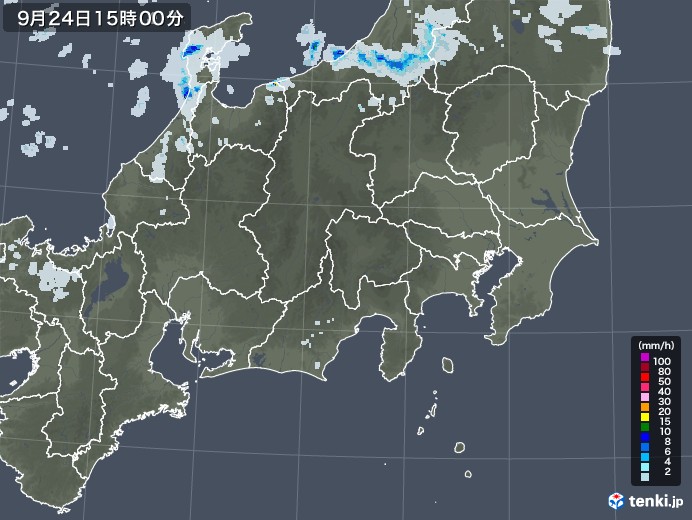 関東・甲信地方の雨雲レーダー(2021年09月24日)