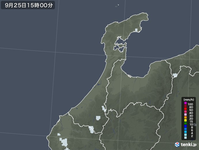 石川県の雨雲レーダー(2021年09月25日)