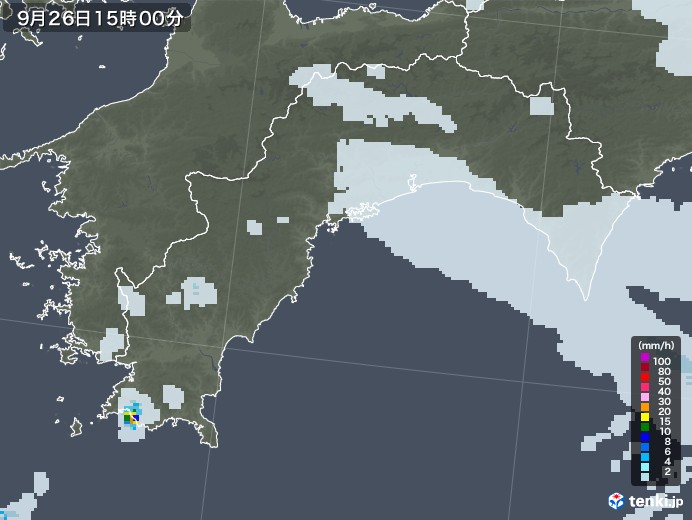 高知県の雨雲レーダー(2021年09月26日)