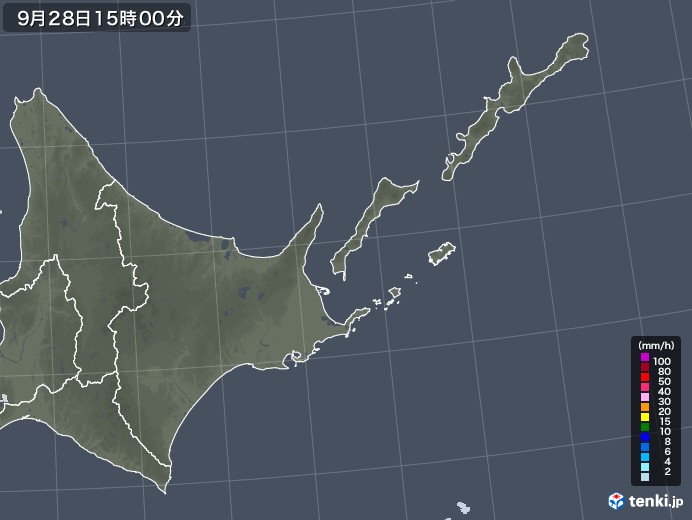 道東の雨雲レーダー(2021年09月28日)