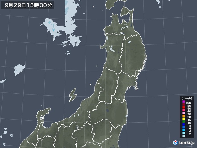 東北地方の雨雲レーダー(2021年09月29日)