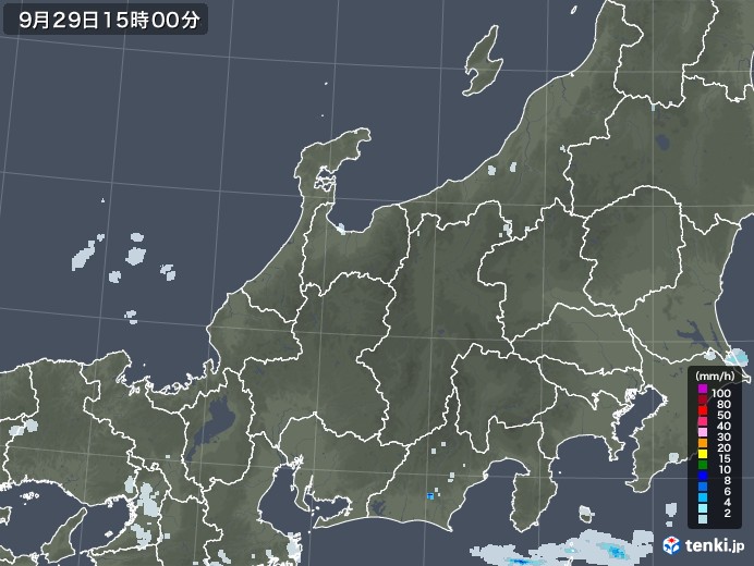 北陸地方の雨雲レーダー(2021年09月29日)