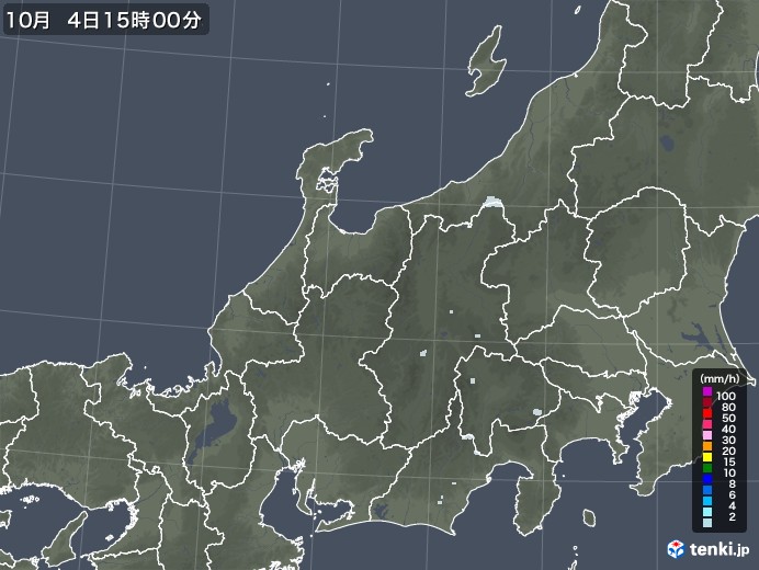 北陸地方の雨雲レーダー(2021年10月04日)