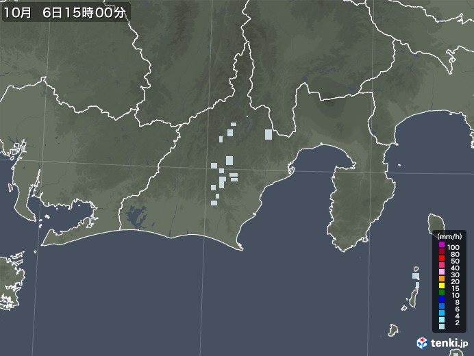静岡県の雨雲レーダー(2021年10月06日)