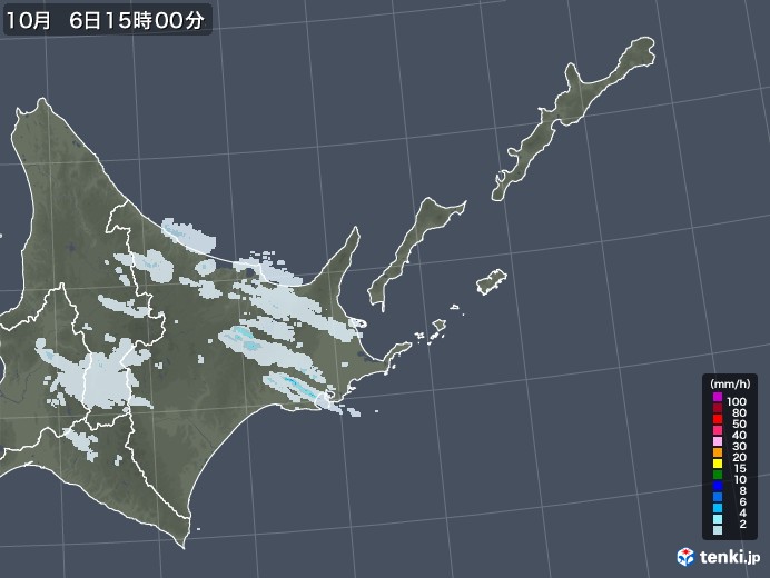 道東の雨雲レーダー(2021年10月06日)