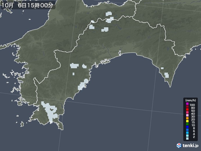 高知県の雨雲レーダー(2021年10月06日)