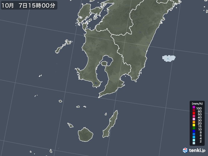 鹿児島県の雨雲レーダー(2021年10月07日)