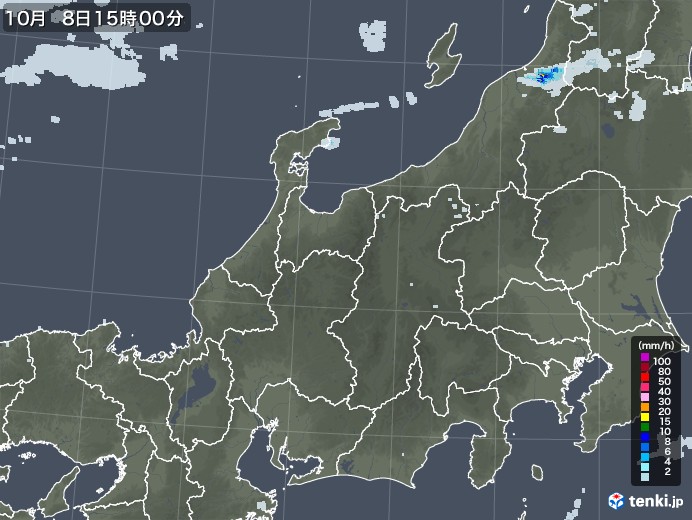 北陸地方の雨雲レーダー(2021年10月08日)