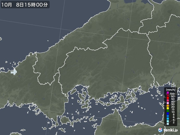 広島県の雨雲レーダー(2021年10月08日)