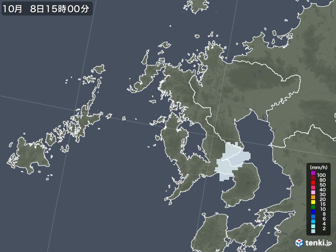 長崎県の雨雲レーダー(2021年10月08日)