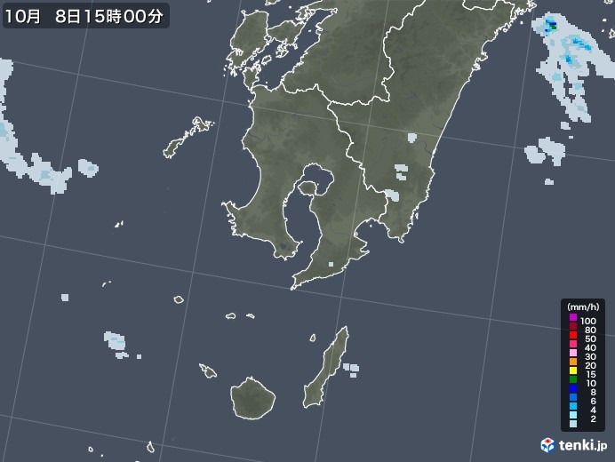鹿児島県の雨雲レーダー(2021年10月08日)