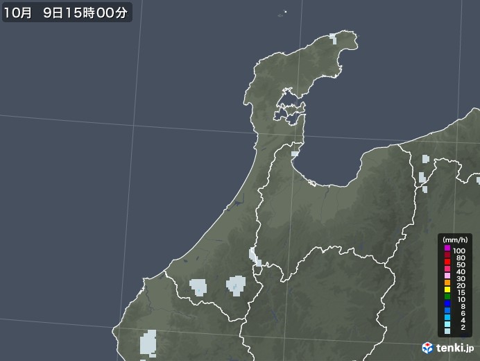 石川県の雨雲レーダー(2021年10月09日)