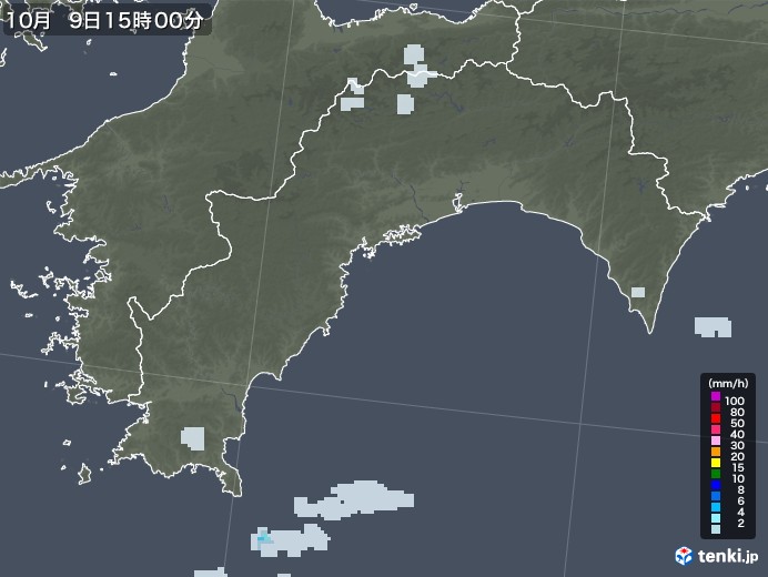 高知県の雨雲レーダー(2021年10月09日)