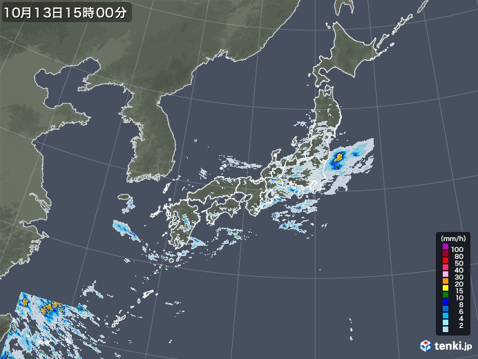 雨雲レーダー(2021年10月13日)