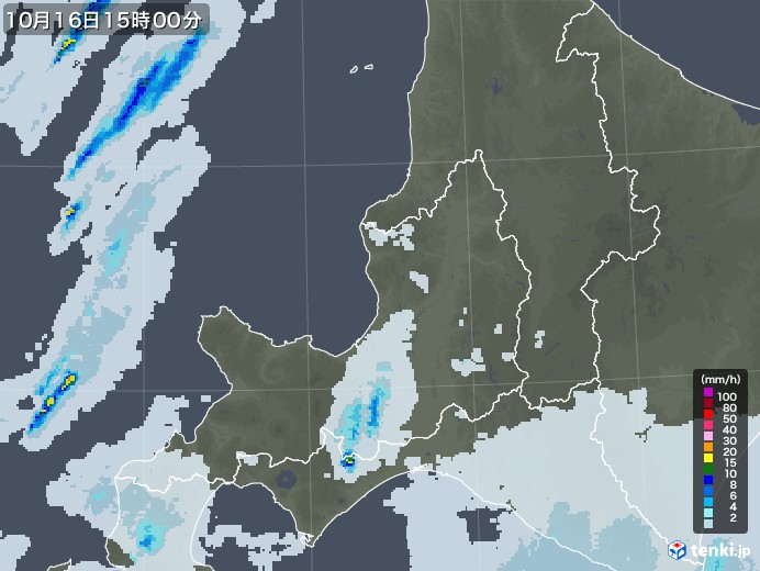 道央の雨雲レーダー(2021年10月16日)