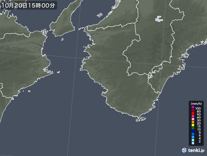 和歌山県の雨雲レーダー(2021年10月20日)