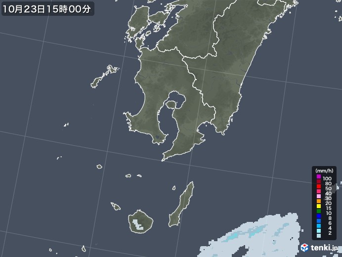 鹿児島県の雨雲レーダー(2021年10月23日)