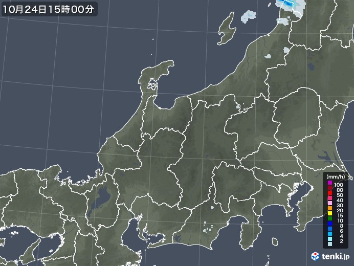 北陸地方の雨雲レーダー(2021年10月24日)