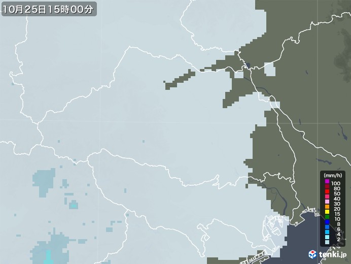 埼玉県の雨雲レーダー(2021年10月25日)