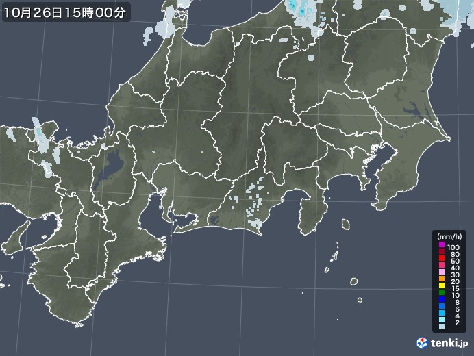 東海地方の雨雲レーダー(2021年10月26日)