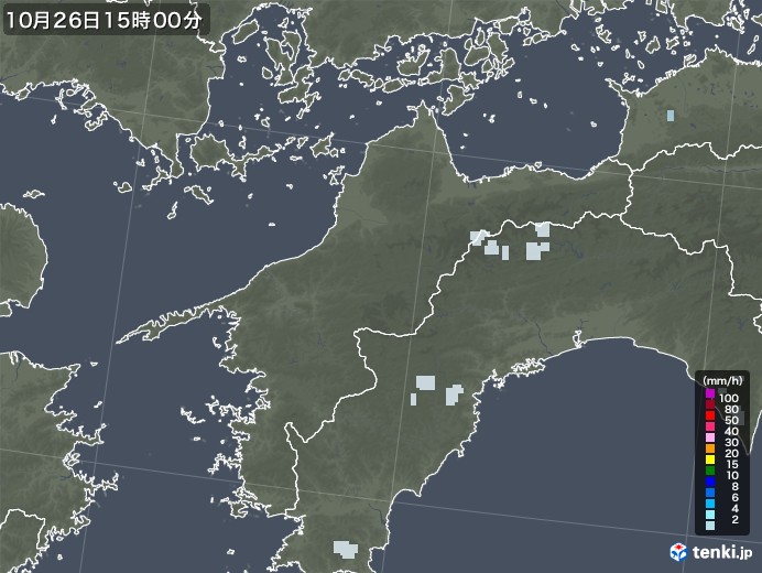 愛媛県の雨雲レーダー(2021年10月26日)