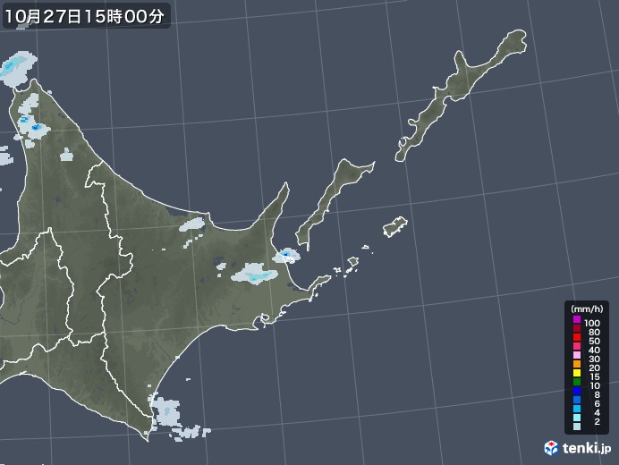 道東の雨雲レーダー(2021年10月27日)