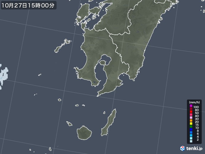 鹿児島県の雨雲レーダー(2021年10月27日)