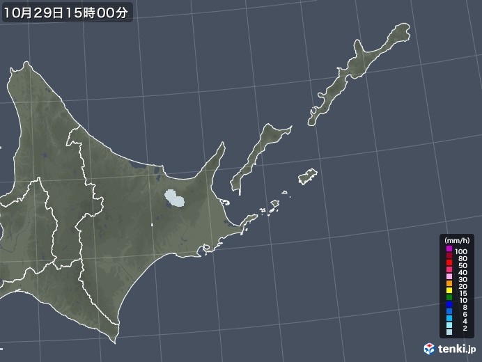 道東の雨雲レーダー(2021年10月29日)