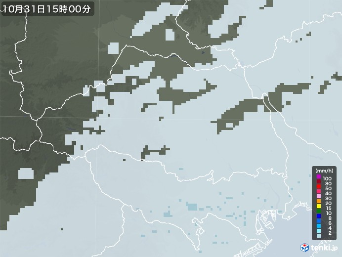 埼玉県の雨雲レーダー(2021年10月31日)