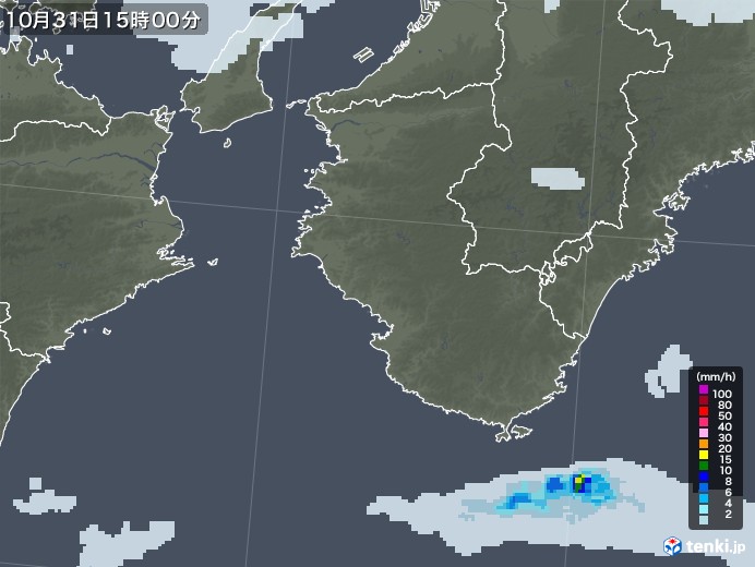 和歌山県の雨雲レーダー(2021年10月31日)