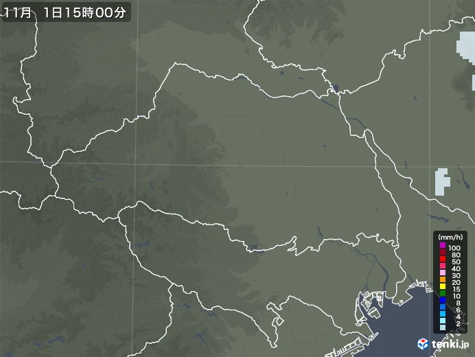 埼玉県の雨雲レーダー(2021年11月01日)