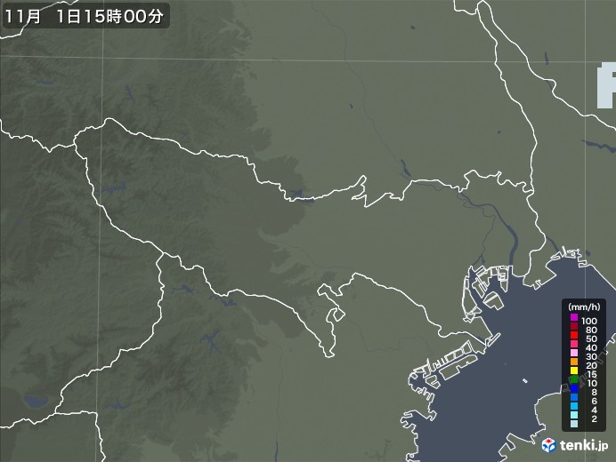 東京都の雨雲レーダー(2021年11月01日)