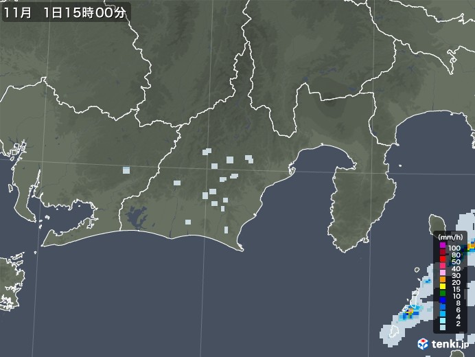 静岡県の雨雲レーダー(2021年11月01日)