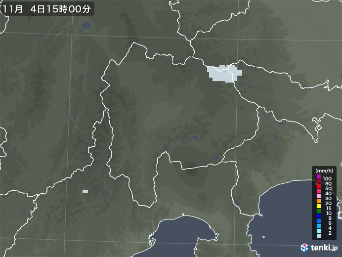 山梨県の雨雲レーダー(2021年11月04日)
