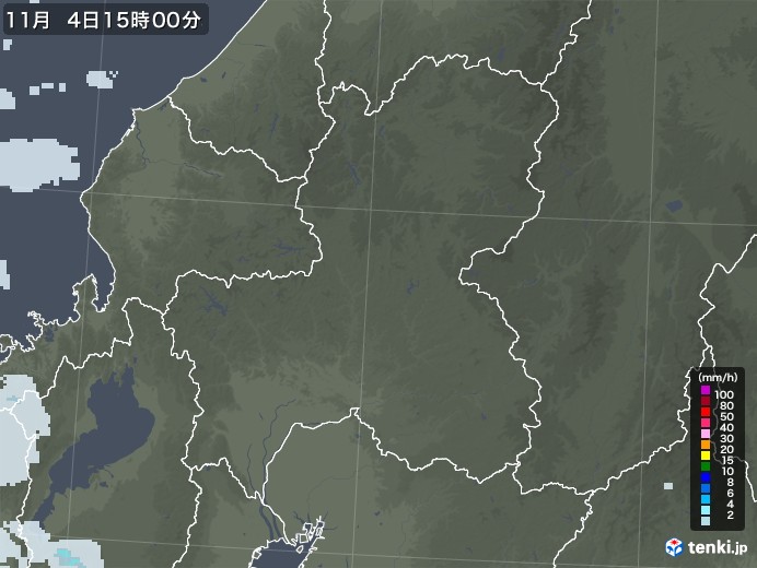 岐阜県の雨雲レーダー(2021年11月04日)