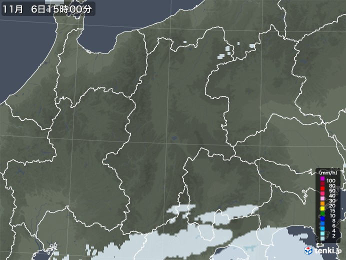 長野県の雨雲レーダー(2021年11月06日)