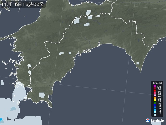高知県の雨雲レーダー(2021年11月06日)