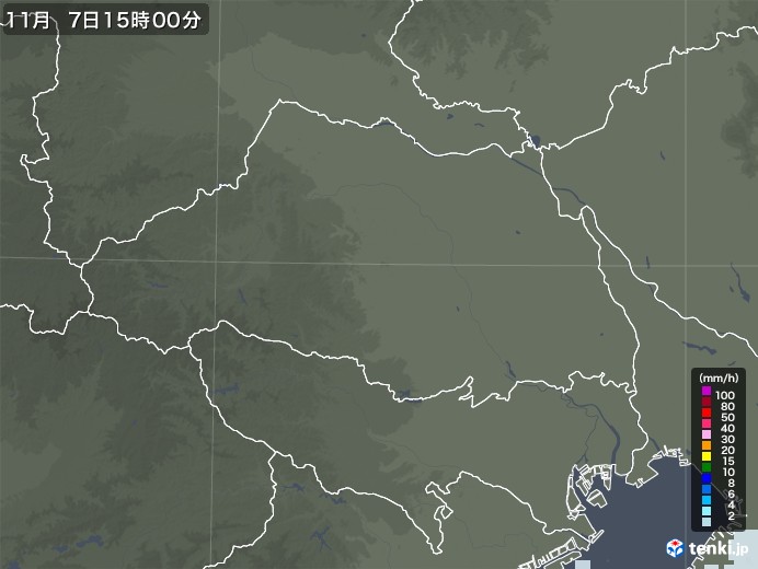 埼玉県の雨雲レーダー(2021年11月07日)