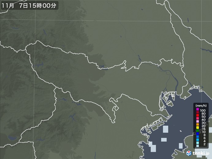 東京都の雨雲レーダー(2021年11月07日)