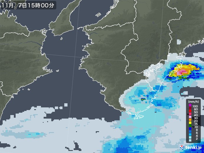 和歌山県の雨雲レーダー(2021年11月07日)