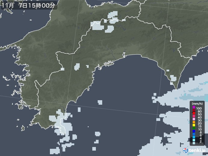 高知県の雨雲レーダー(2021年11月07日)