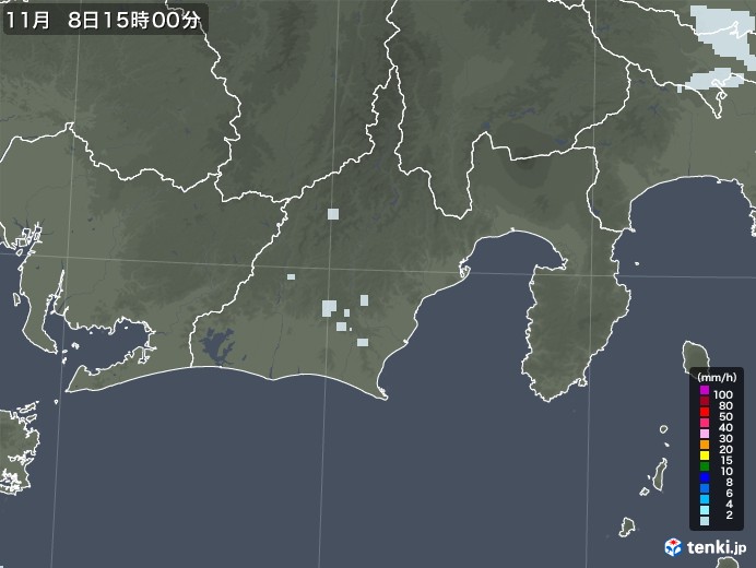 静岡県の雨雲レーダー(2021年11月08日)